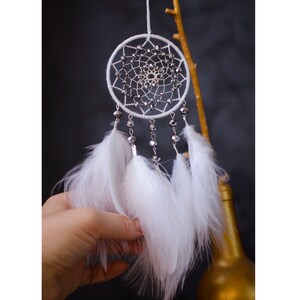 White Snowflake Dreamcatcher Car Charm: Boho Winter Gift