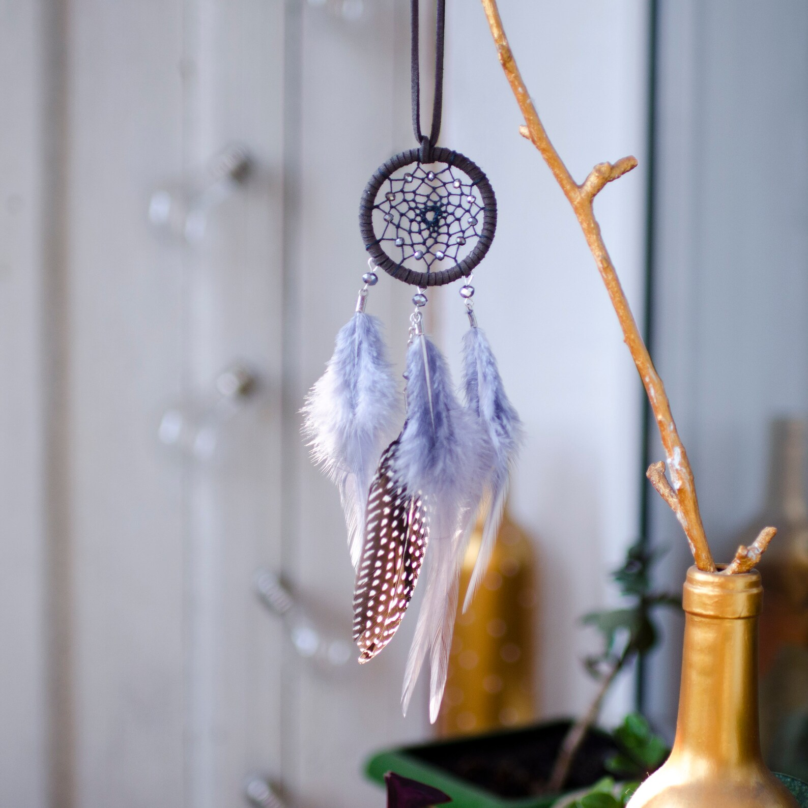Grey Dreamcatcher for Car. Car Rear View Mirror Dream Catcher Etsy