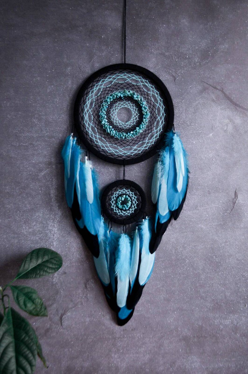 Dream Catcher With Turquoise Rocks. Large Mint Blue | Etsy