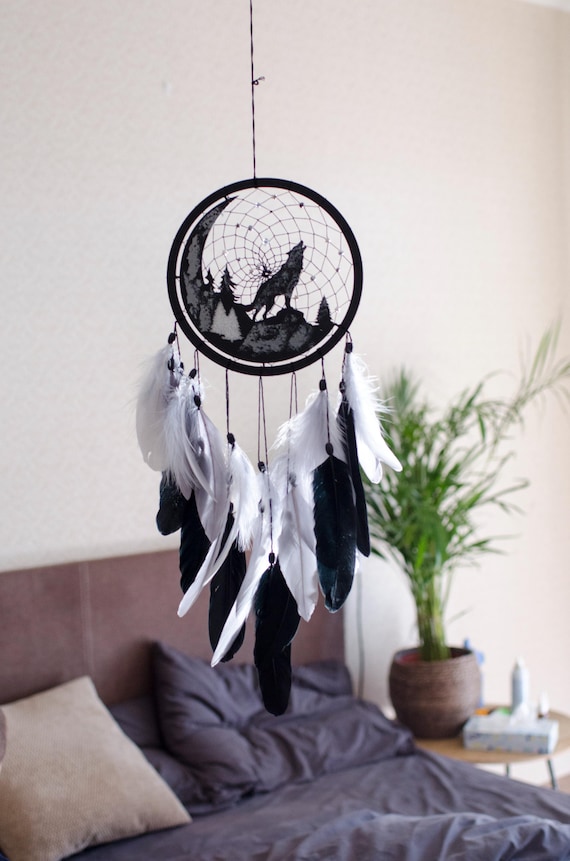 グレーウルフドリームキャッチャー - 男性や男の子へのユニークな