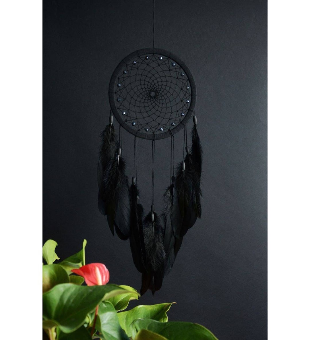 Total Black Dream Catcher Native American Inspired, Black Dream Catcher ...
