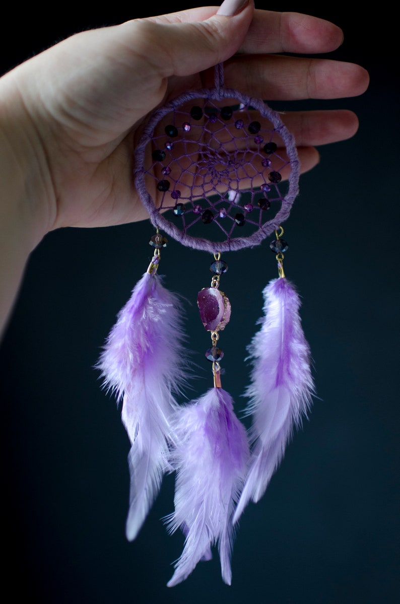 Light Purple Dream Catcher Car Charm With Crystal for Rear Etsy