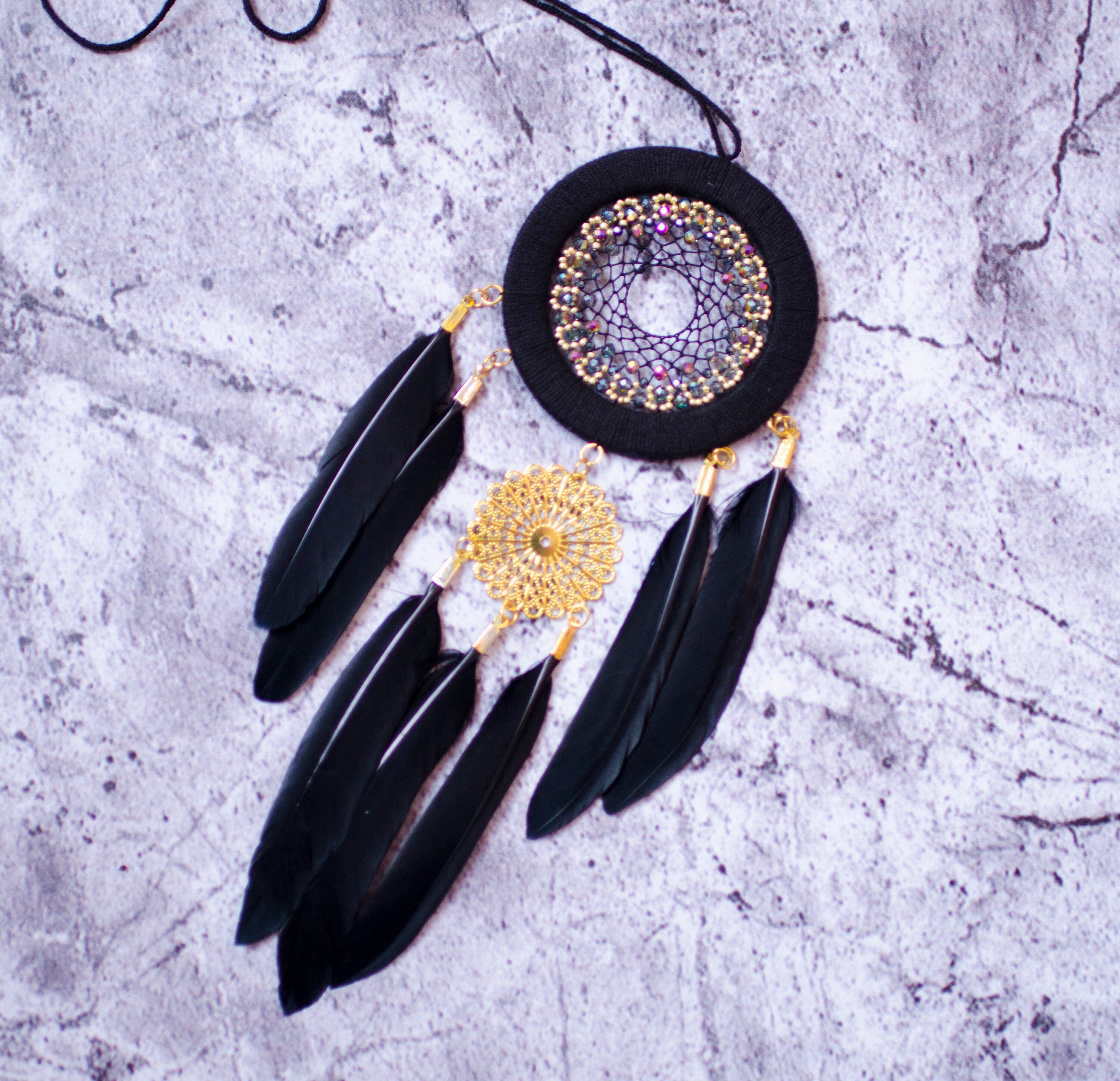 Small Black Dream Catcher. Golden Dreamcatcher. - Etsy UK