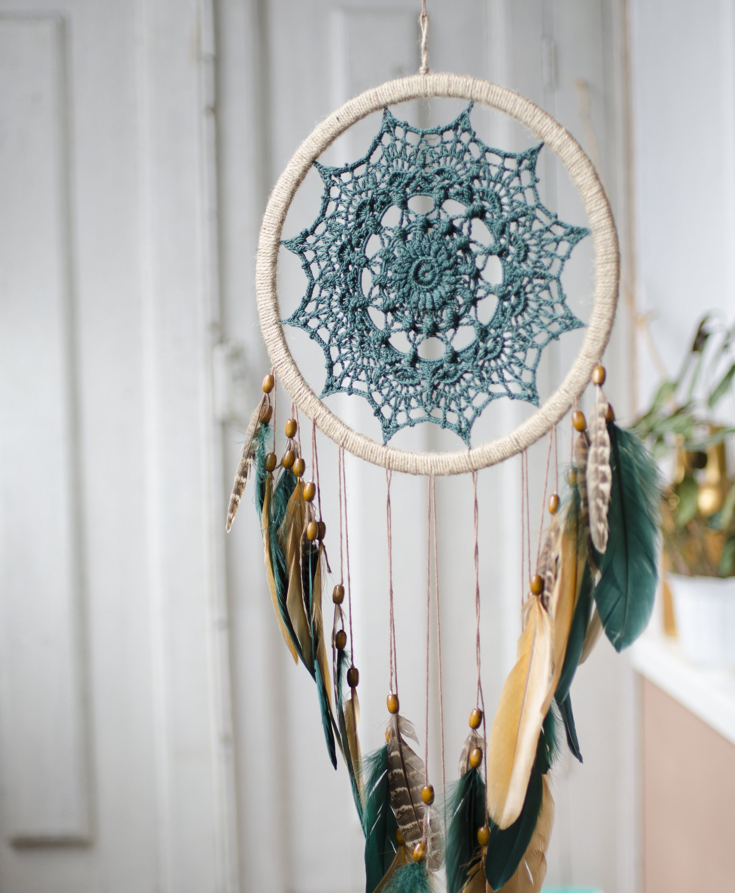 Large boho dream catcher. Bohemian dreamcatcher home decor. Etsy