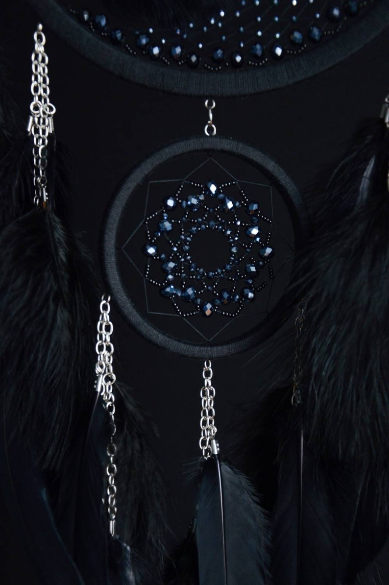 Half Moon Dreamcatcher/ Large Black Dream Catcher With Crystals - Etsy