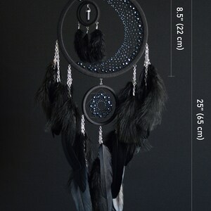 Black Crescent Moon Dream Catcher With Crystal - Etsy