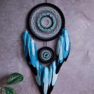 Dream Catcher With Turquoise Rocks. Large Mint Blue Dreamcatcher ...