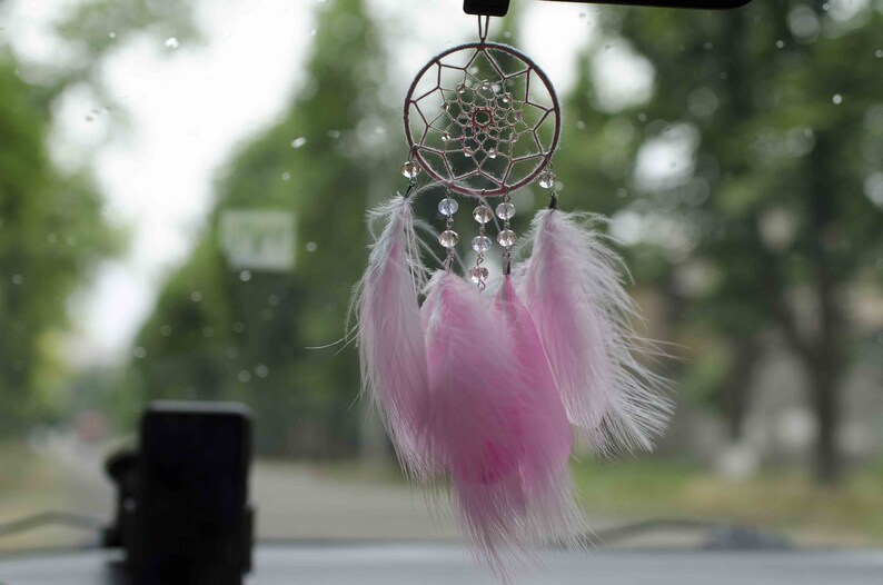 Pink Dream Catcher Car Charm. Small Dreamcatcher. Etsy