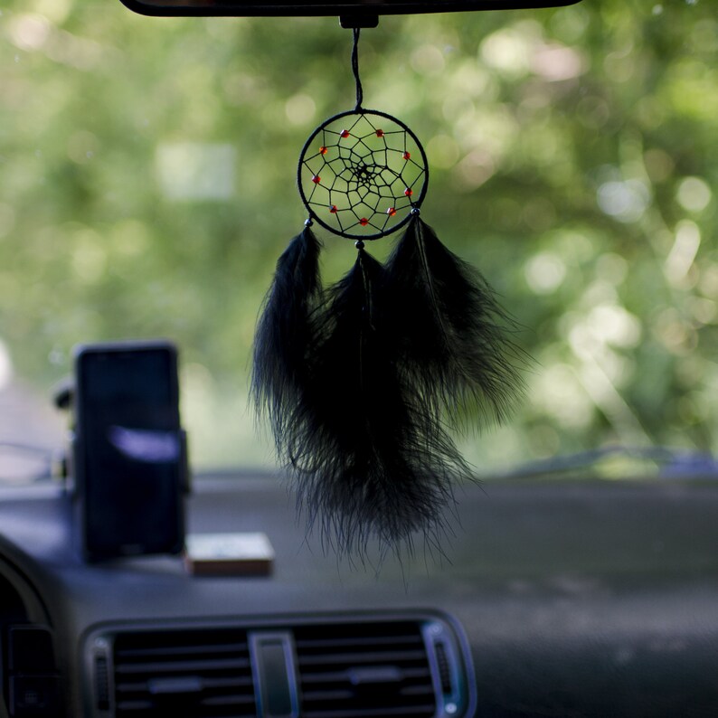Car charm Small dream catchers for car Black boho Etsy