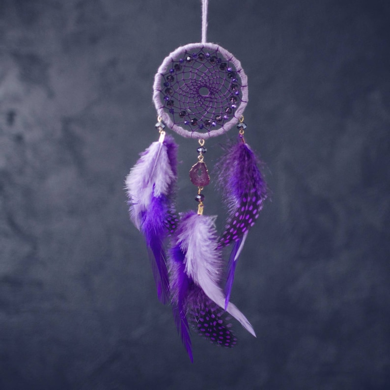 Light Purple Dream Catcher Car Charm With Crystal for Rear Etsy