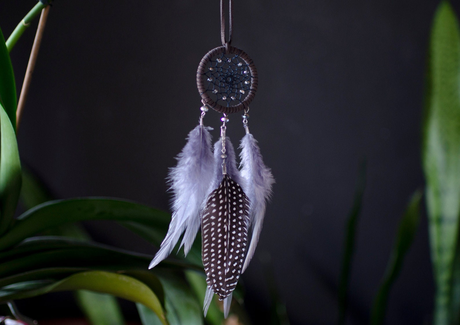 Grey Dreamcatcher for Car. Car Rear View Mirror Dream Catcher Etsy