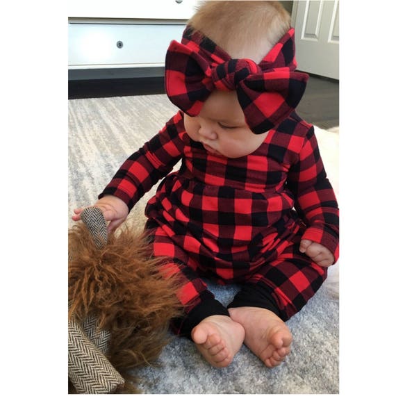 buffalo plaid baby outfit
