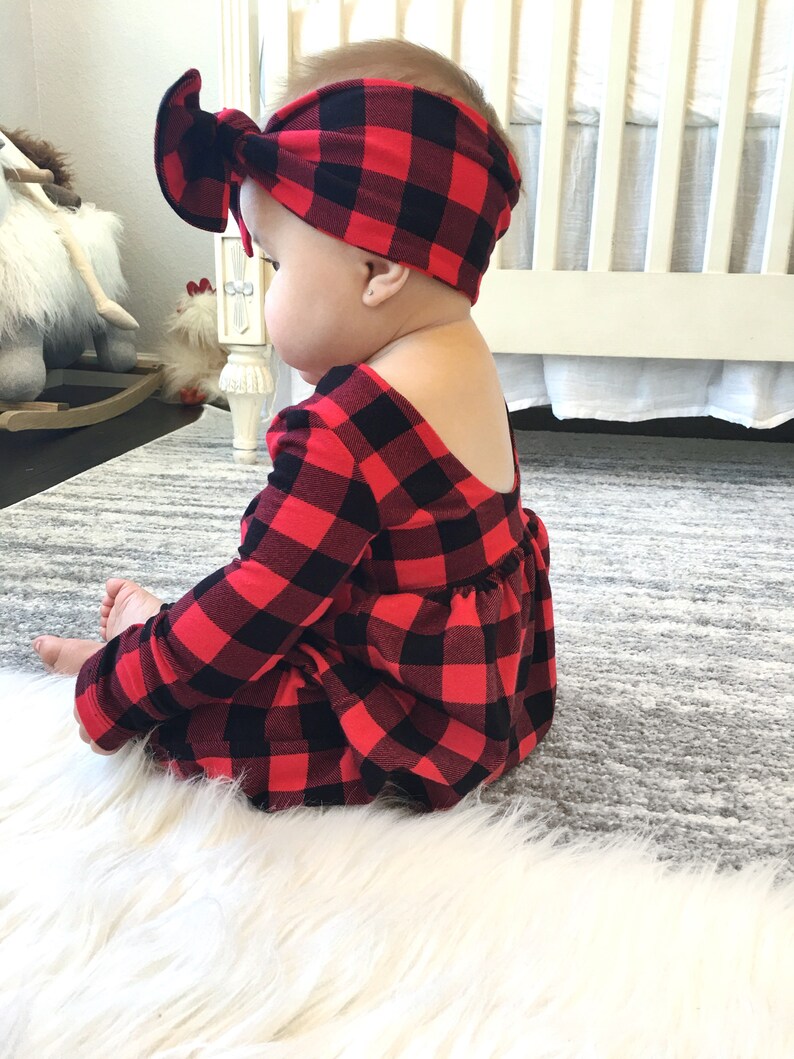 Buffalo Plaid Baby Girl Plaid Romper Plaid Baby Girl Etsy