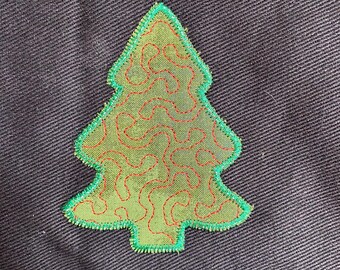 Christmas Tree Applique Embroidery Design: Quilted Tree (Digital Download)