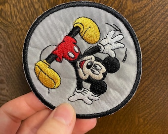 Mickey Mouse Embroidered Patch: Cartwheeling Iron-On Applique (3-inch)