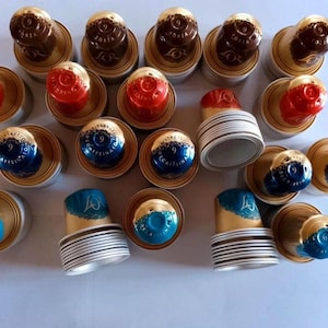 200 cápsulas de café recicladas - lavadas - diversas cores - fabricação de joias em alumínio