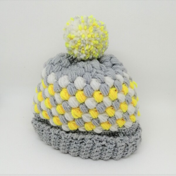 bonnet enfant crocheté main en fil douceur