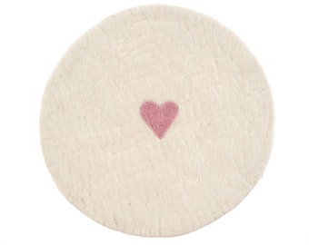 Cute & Girly Felt Heart Round Placemats (Set of 6)