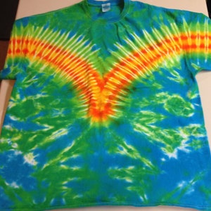 V Pattern Crew Neck Tie Dye T shirt XXL