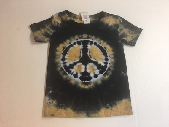 Black & Gold Peace Symbol Tie Dyed Tee Toddler and Youth Sizes