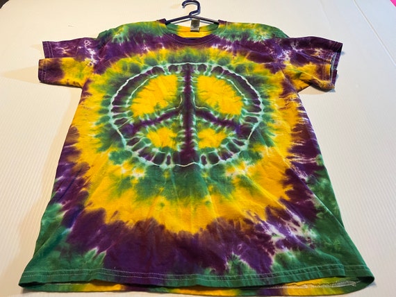 Mardi Gras Peace Symbol Tie Dye Kids Shirt all sizes