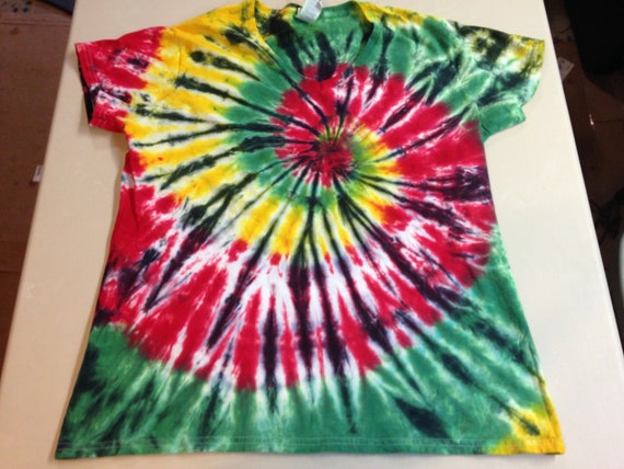 Ladies V-neck Rastafarian Colored Spiral Tie Dyed Tee Multiple sizes