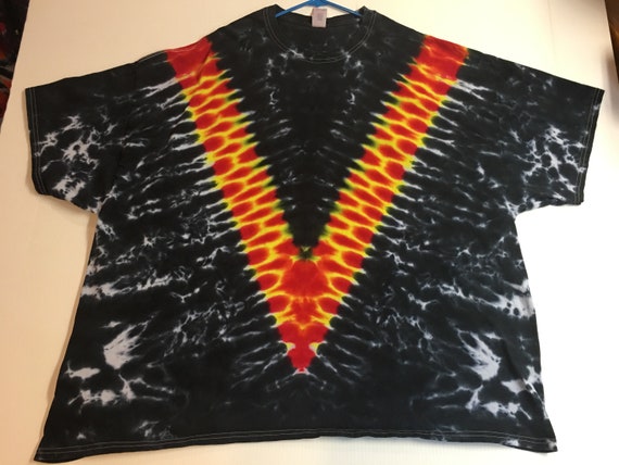 V Pattern Crew Neck Tie Dye T shirt 5XL