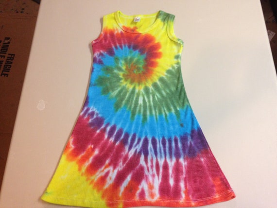 Child Rainbow Tie Dyed Spiral Dress sizes 6, 8