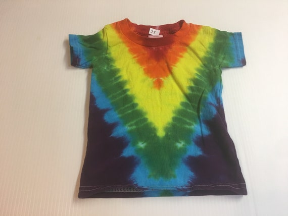 Child's V-pattern Rainbow Colored Tie Dye shirt all sizes