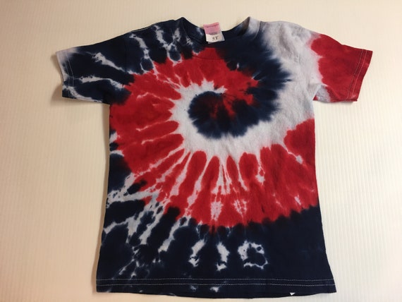 Kids Spiral Tie Dye Red White and Blue Shirt all sizes