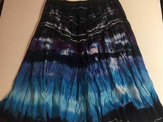 Tie Dyed Cotton Crinkled Maxi Skirts 26W