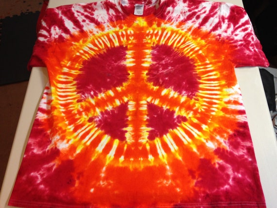 Peace Symbol Crew Neck Tie Dye T shirt XXL