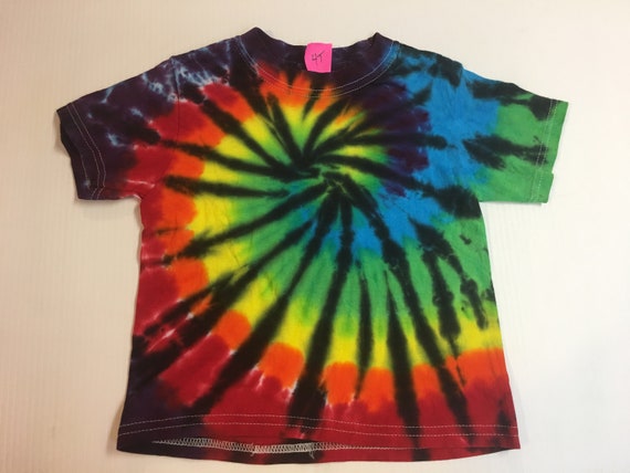 Kid's Rainbow Spiral Stained Glass Tie Dyed Tee Shirt all sizes