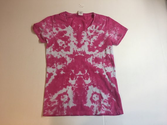 Ladies One of a Kind Pink Tie Dyed V Neck