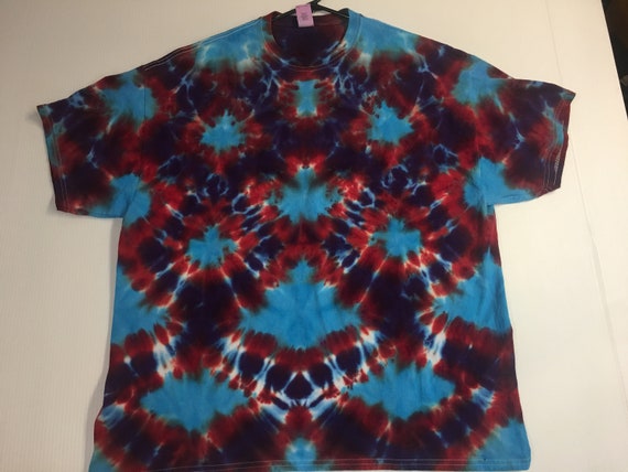 Fish Scale Pattern Tie Dye Crew Neck Tee shirt XXL multiple colors