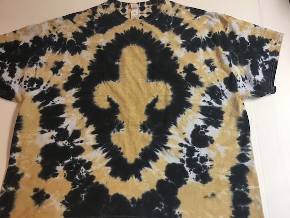 Black & Gold Fleur de Lis Tie Dyed Tee size 5XL