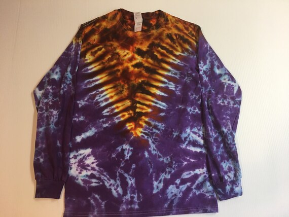 Tie Dyed Long Sleeved Tee Small and Large Purple Fire