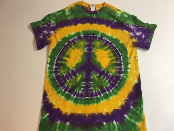 Mardi Gras Peace Symbol Tie Dye Tee Shirt All Sizes