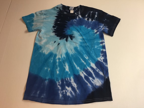 Spiral Tie Dye Crew Neck Shades of Blue All Sizes