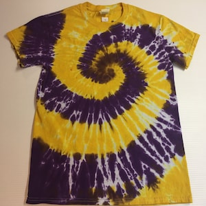 Purple and Gold Spiral Tie Dyed Tee ALL SIZES