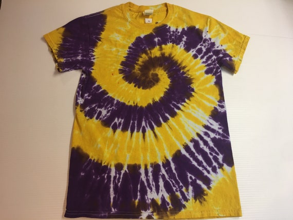 Purple and Gold Spiral Tie Dyed Tee ALL SIZES