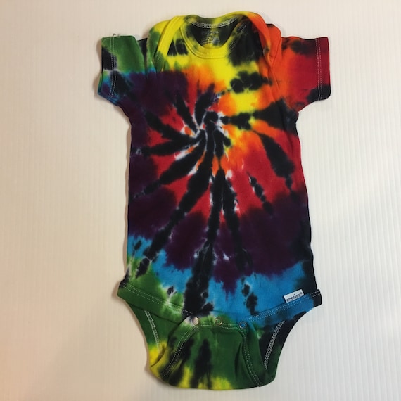 Tie Dyed Baby Onesie "Stained Glass" Rainbow Spiral  all sizes