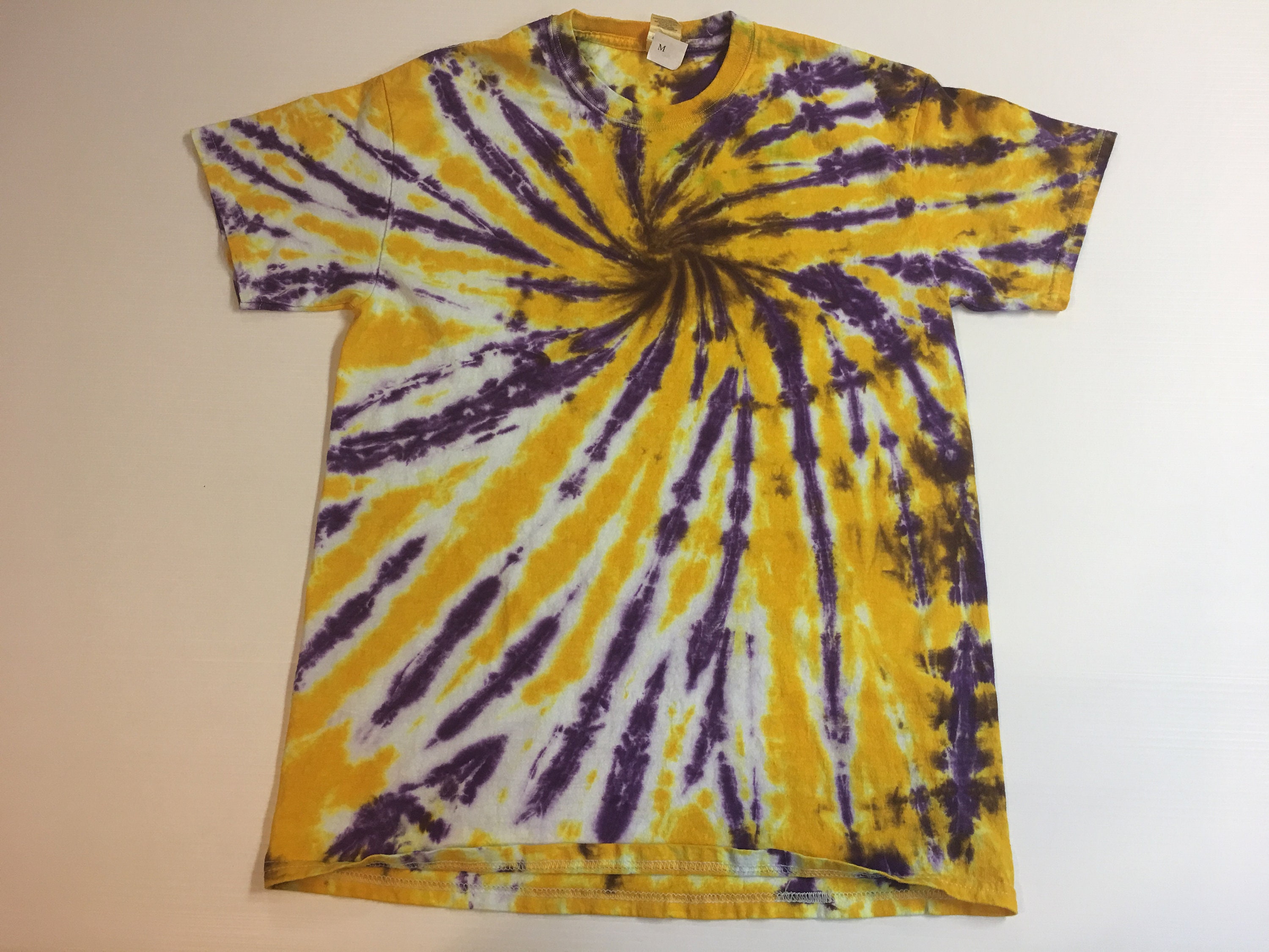 Purple and Gold Spiral Tie Dyed Tee ALL SIZES