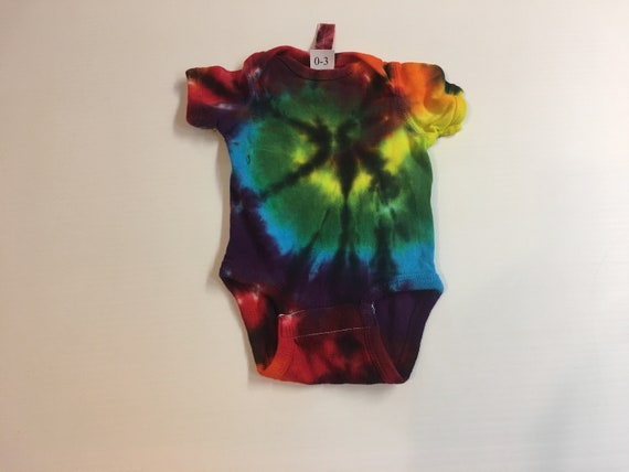 Tie Dyed Baby Onesie "Stained Glass" Rainbow Spiral  all sizes