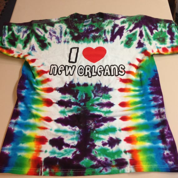 Tie Dye Crew neck Tee Large I Love New Orleans