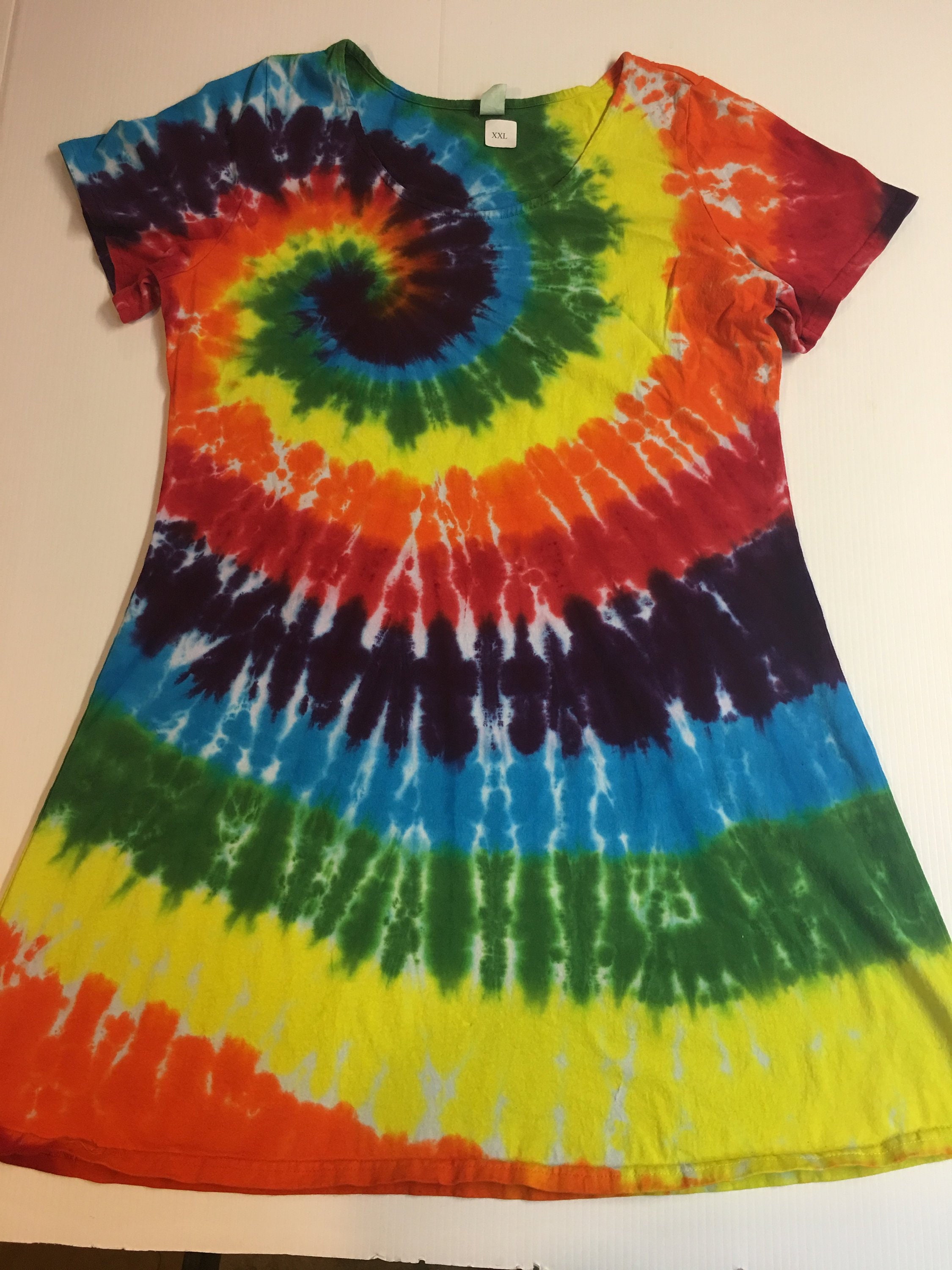 Tie Dyed Dress Rainbow Spiral Plus sizes