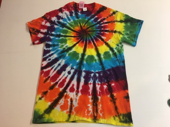 Spiral Rainbow with Black Tie Dye Tee all sizes