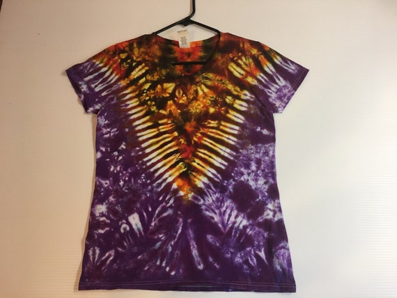 Ladies One of a Kind Fire Tie Dyed V Neck