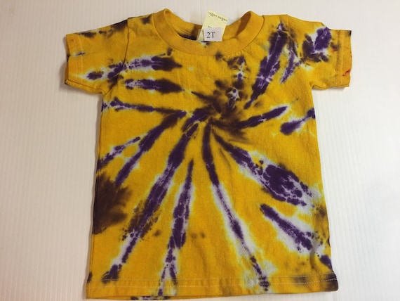 Purple and Gold Starburst Spiral Tie Dye Toddler and Youth Sizes