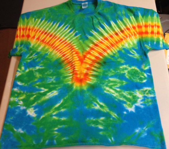 V Pattern Crew Neck Tie Dye T shirt XXL